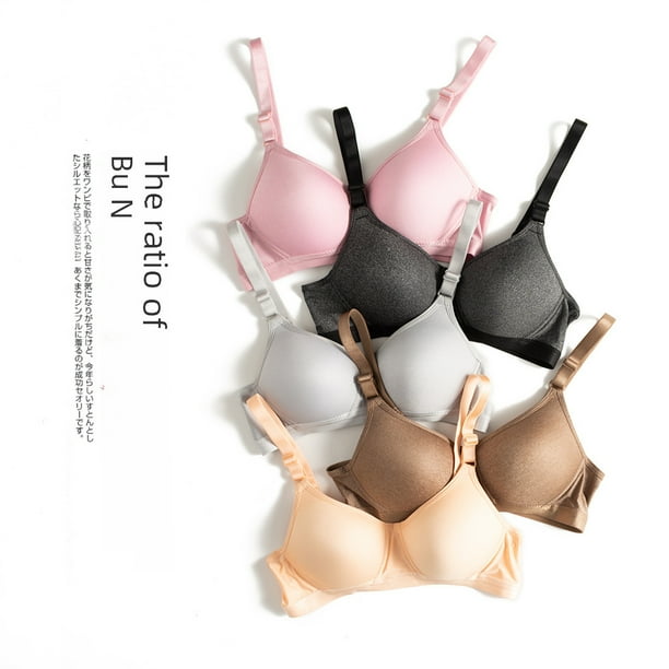 Ropa interior de estilo japonés sin aros de acero Sujetador de copa fina Sujetador brillante de talla grande para mujer de estilo japonés cómodo