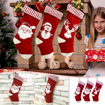 

CHGBMOK Christmas Stockings Fashion Christmas Socks Gift Bag Christmas Pattern Christmas Decoration 3pc