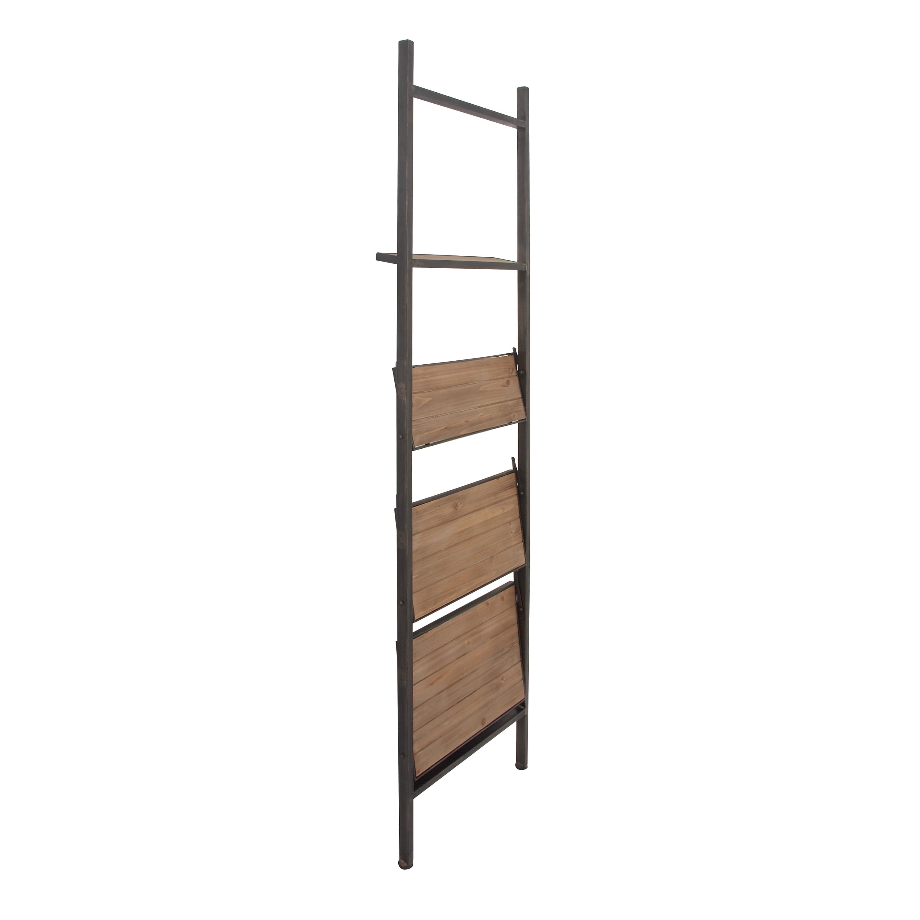 DecMode 20" x 77" Brown Wood 4-Tier Shelving Unit, 1-Piece