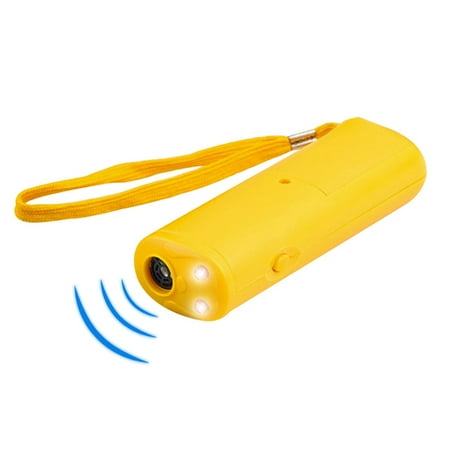 - Dog Bark Control Device Ultrasonic Anti Barking Controller for Dog Training Handheld Bark Stopper 3 in 1 Trainer, Repeller and LED Flashlight, Yellow