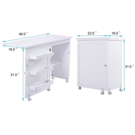 Gymax Swing Craft Table Shelves Storage Folding Walmart Canada