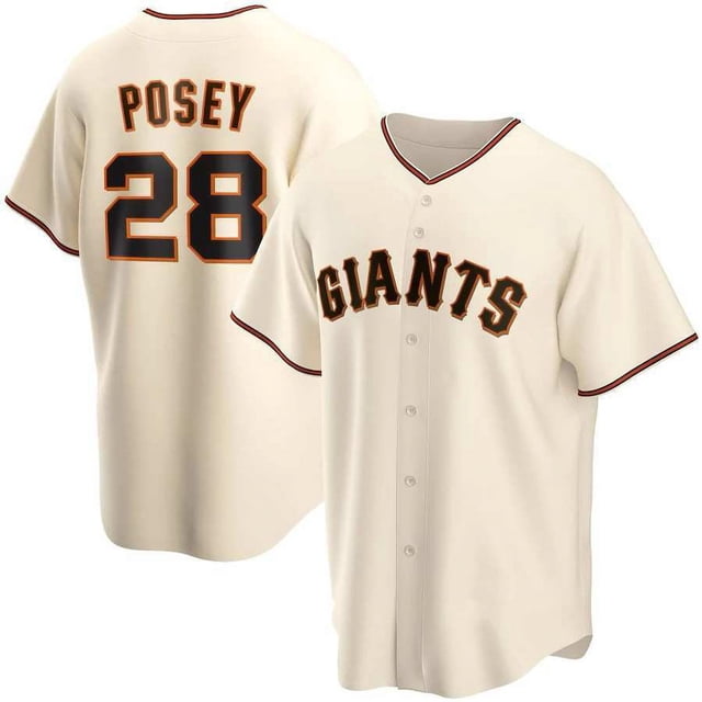 Nueva Camiseta De Béisbol Cardigan Giants Baseball #28 Posey Summer Sportswear Elite Edition Beige-S (36)