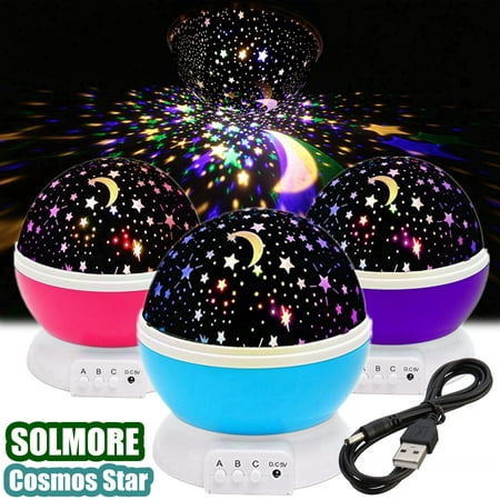 Night Light Projector, Solmore LED Star Moon Lamp Rotation Sky Projector Color Changing 360 Degree Rotating Baby