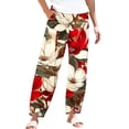 thumbnail image 2 of Women's Casual Pants Striped Linen Pants For Women Summer Casual Wide Leg Pants With Pockets Comfy Cropped Palazzo Pants,Red Women's Casual Pants XXXL, 2 of 5