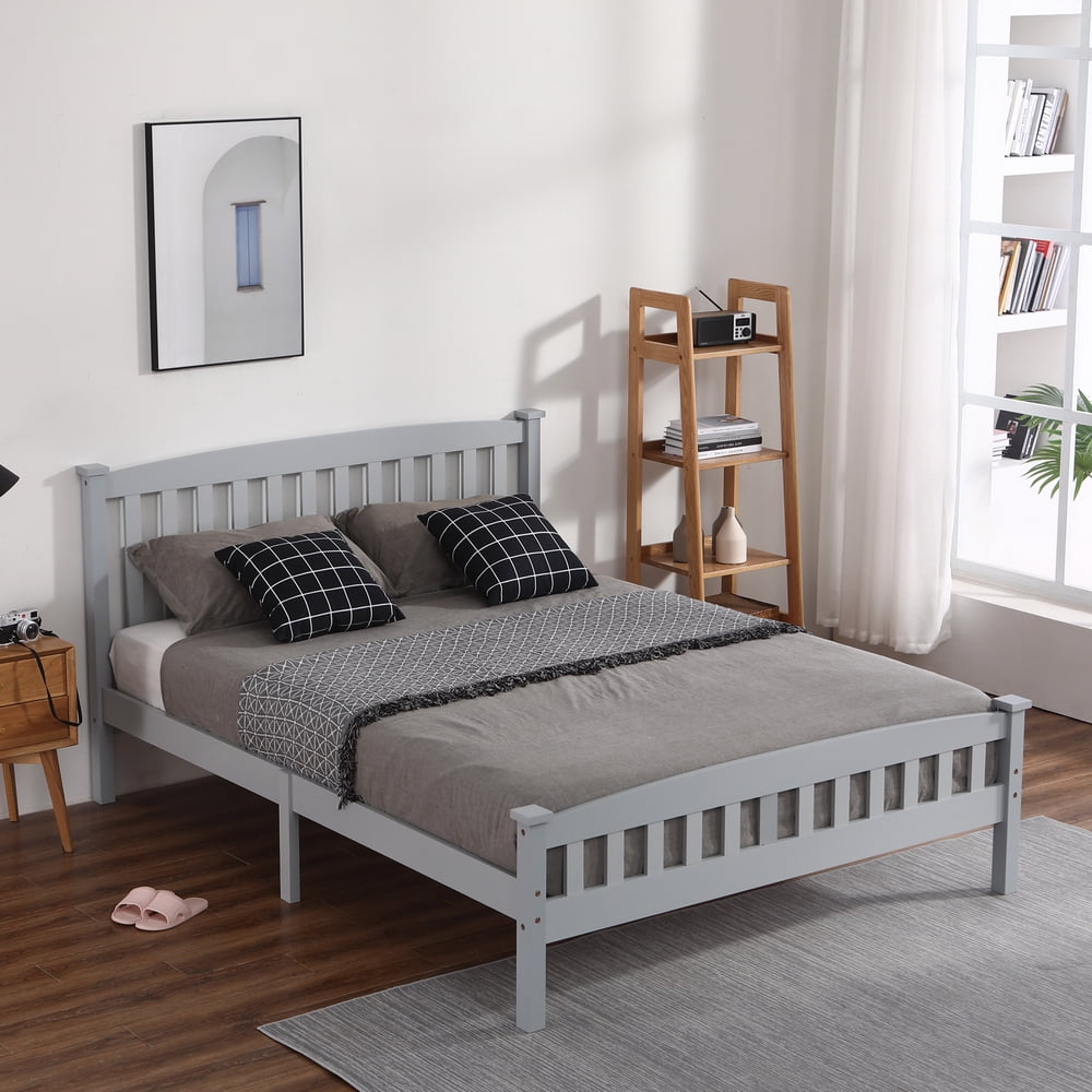 Kepooman Pine Platform Bed Frame with Headboard/wood Plank Support/no Spring Required/easy to Assemble, Full Size-Gray Kepooman Pine Platform Bed Frame with Headboard/wood Plank Support/no Spring Required/easy to Assemble, Full Size-Gray