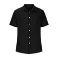 thumbnail image 3 of Rloper-Lop Knit Summer Blouse Shirts for Men Lapel Button Down Tee Tops Solid Color Casual Tees Short Sleeve Breathable Tops, 3 of 5