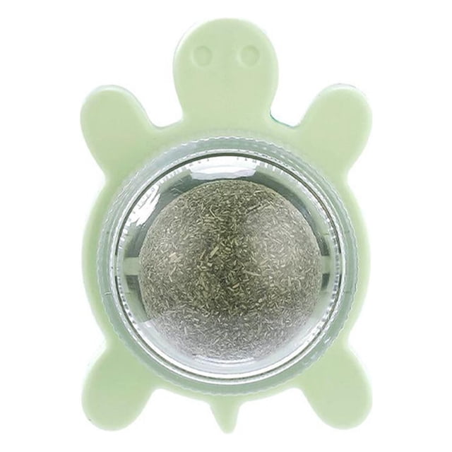 Tortuga Catnip Toys Rotatable Cat Wall Stick-on Ball Juguetes Suministros para mascotas (Verde)