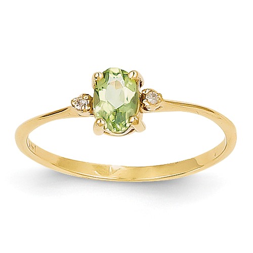14k Diamond & Peridot Birthstone Ring by Jewelrypot