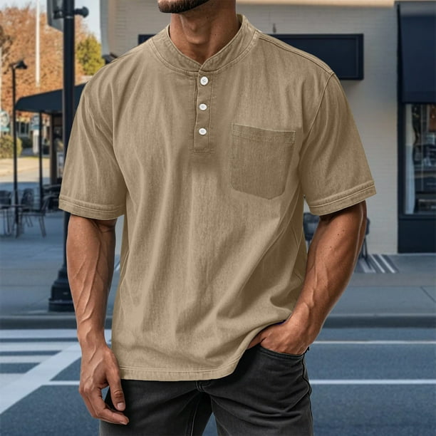 pstuiky camisetas de hombre, Blusas/camisetas casuales de verano para hombre, de color liso y cuello redondo camisetas de hombre l