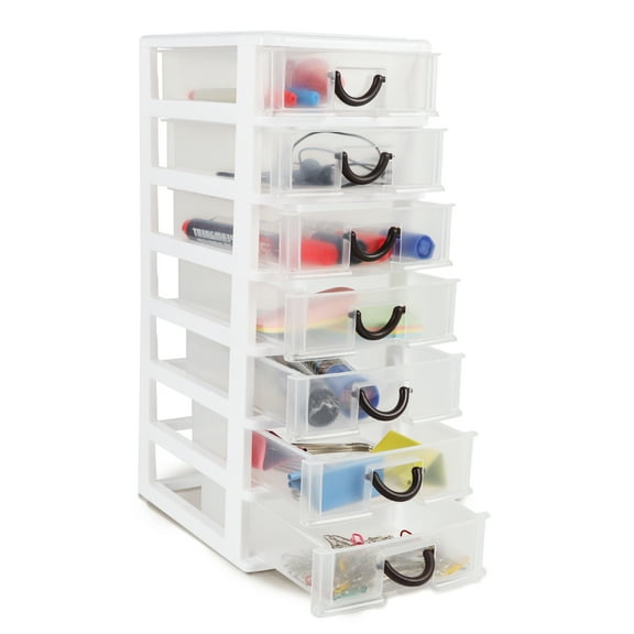 7 Clear Drawer Organizers, Plastic Storage Units,Office Bathroom Desk Drawer Organizer