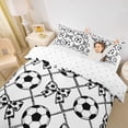 thumbnail image 3 of Castle Fairy Sport Soccer Bow Twin Duvet Cover, Geometric Plaid Twin Bedding, Black White,2pcs,1 Duvet Cover and 1 Pillowcase, 3 of 6