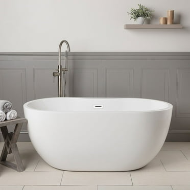 Hudson 55 Inch Acrylic Double Ended Freestanding Tub - No Faucet Drillings