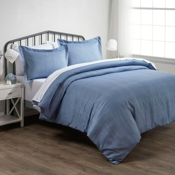 Noble Linens Premium Ultra Soft Blue Diamond Pattern 3 Piece Duvet