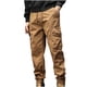 thumbnail image 1 of Puntoco Pantalones cargo de color sólido con bolsillos y cremallera, cintura elástica y largo completo para hombre, 1 of 2