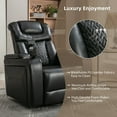 thumbnail image 4 of Euroco 270 Degree Swivel PU Leather Power Recliner Individual Seat Home Theater Recliner with Tray Table, Phone Holder, Cup Holder, USB Port, Hidden Arm Storage for Living Room, Black, 4 of 9