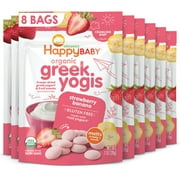 Happy Baby Organics Greek Yogis, Strawberry Banana & Greek Yogurt Organic Freeze-Dried Baby Snack, 1 oz Bag