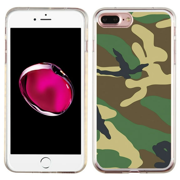 Slim-Fit Case for Apple iPhone 8 PLUS / 7 PLUS, OneToughShield ® Premium TPU Gel Protector Phone Case - Camouflage Green