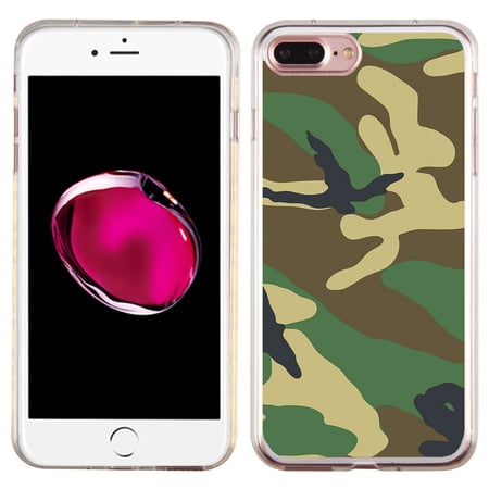 Slim-Fit Case for Apple iPhone 8 PLUS / 7 PLUS, OneToughShield ® Premium TPU Gel Protector Phone Case - Camouflage Green