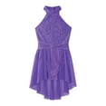 thumbnail image 4 of Kaerm Kids Girls Lace Lyrical Ballet Dance Dress Sleeveless Skirt Leotard Latin Jazz Contemporary Purple 14, 4 of 7