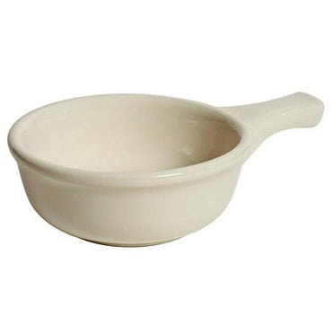 Tuxton China TRE-048 French Casserole 10 oz. Bowl with Handle -Eggshell  - 2 Dozen