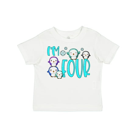 

Inktastic I m 4 Cute Penguin Birthday Party Gift Toddler Boy or Toddler Girl T-Shirt