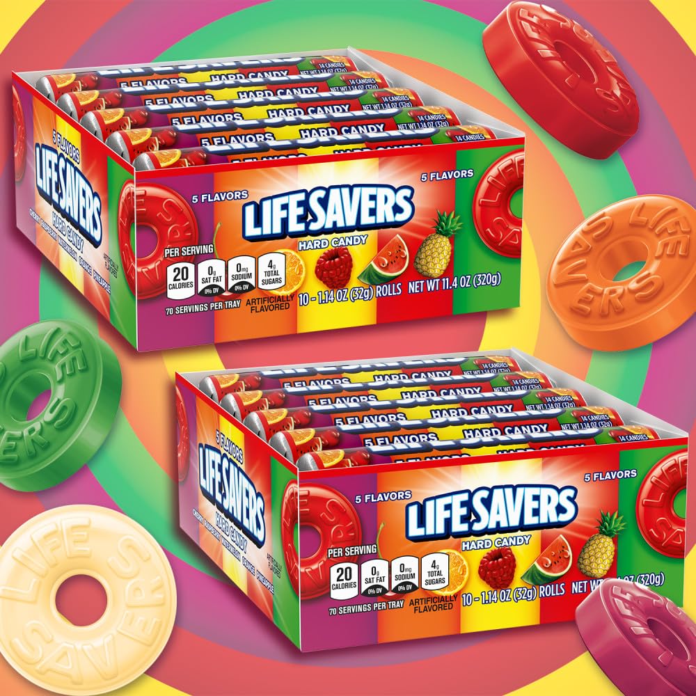 LIFE SAVERS 5 Flavors AIF4 Hard Candy Rolls, 1.14 Ounce - 10 Count ...