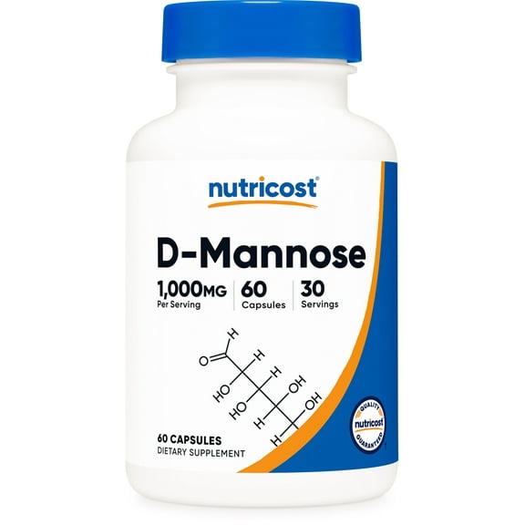 Nutricost D-Mannose Capsules 1000mg per Serving, 60 Capsules - Dietary Supplement for Men & Women