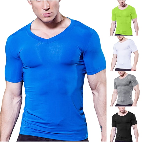 Men's Quick Dry Sport Shirt T-Shirt V-Neck Tee Top Moisture Wicking Breathable Short Sleeve Loose Fit for Gym Workout Fitness Training Casual Daily | AESTIVO,Black L