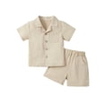 thumbnail image 4 of Hotiary 1-5T Toddler Baby Boys 2 Pieces Cotton Linen Set Short Sleeve Button Down Shirt and Shorts Set Summer Outfits, 4 of 8