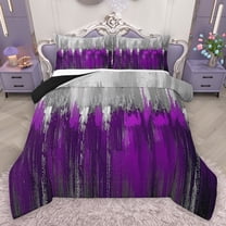 Homewish Purple Stripes Lines Bedding Comforter Set,Modern Graffiti Twin Comforter Sets,Abstract Striped Bedding Set For Teens,Microfiber Bedroom Decor Reversible,2pcs