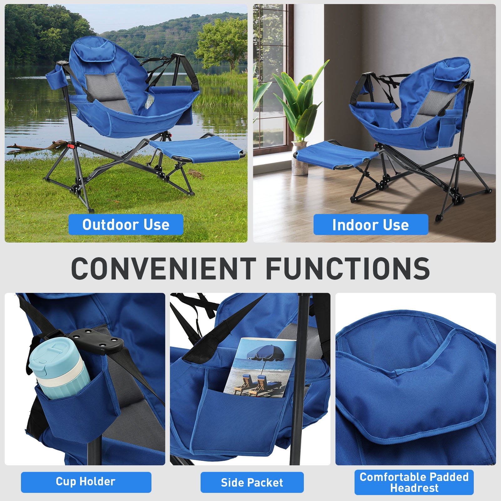 Ainfox Outdoor Hammock Swing Camping Chair, Foldable Rocking