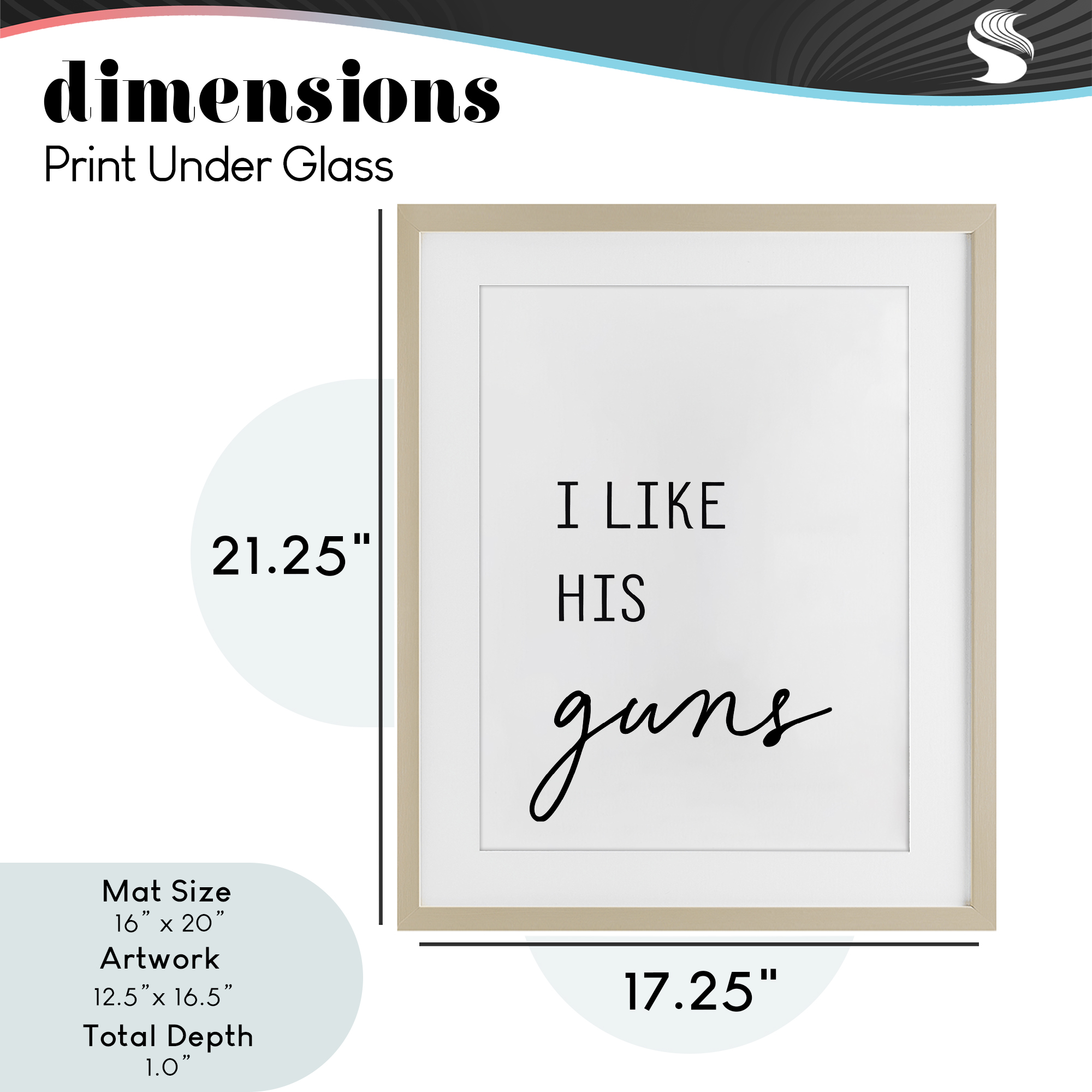 Like His Guns Birch Framed Print Under Glass, design by Lettered and Lined