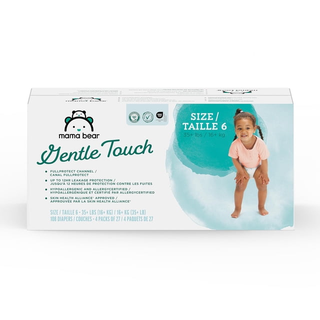Pañales para Bebé Mama Bear Talla 6 Paquete de 108 Unidades Hipoalergénicos