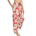 thumbnail image 2 of Disketp Beige Flowers Print Women'S Comfy Pajama Pants Casual Drawstring Palazzo Lounge Wide Leg Pants, 2 of 9