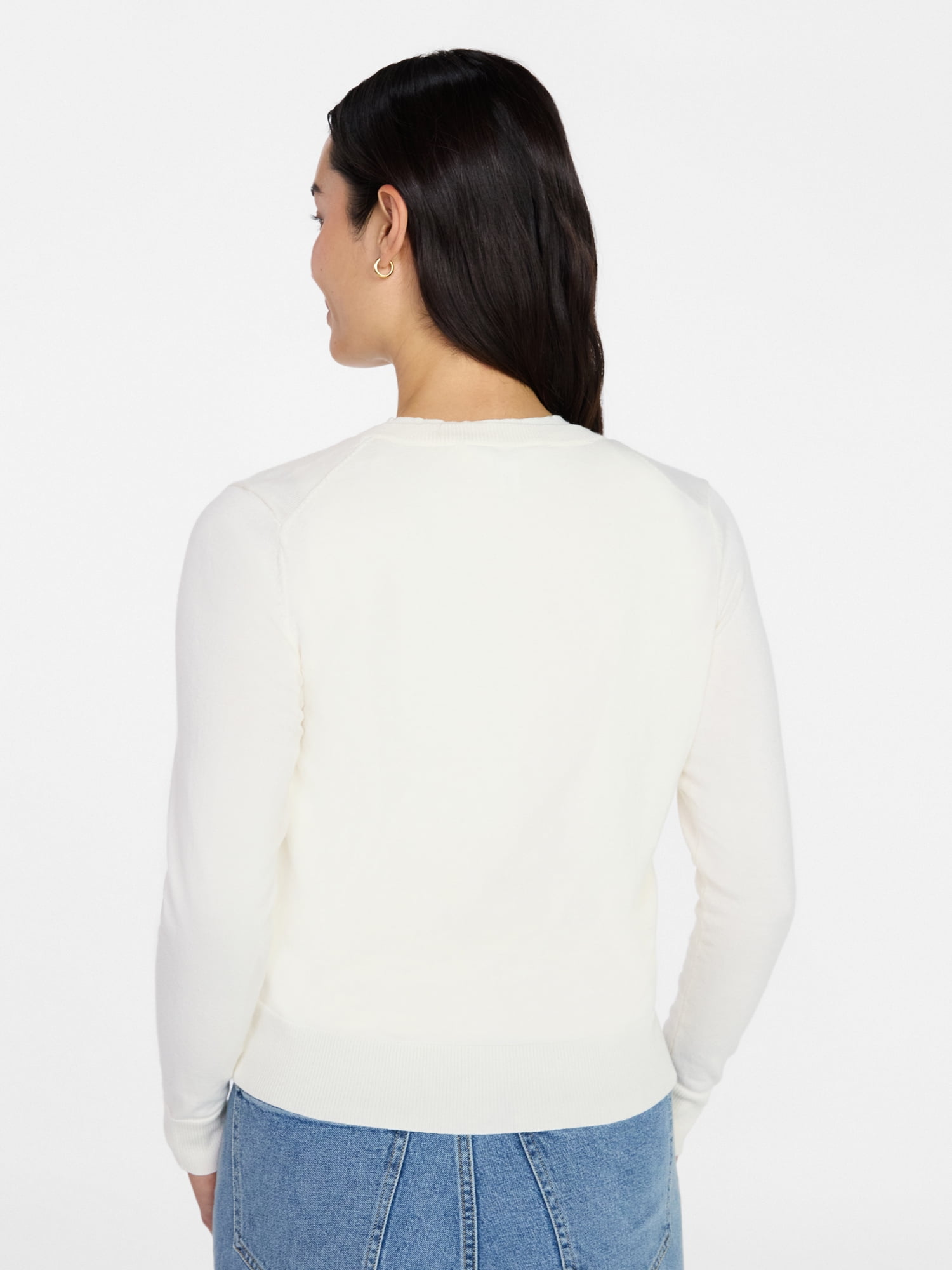 Time and Tru Women's Fine Gauge Cardigan Sweater with Long Sleeves, Lightweight, Sizes XS-XXXL