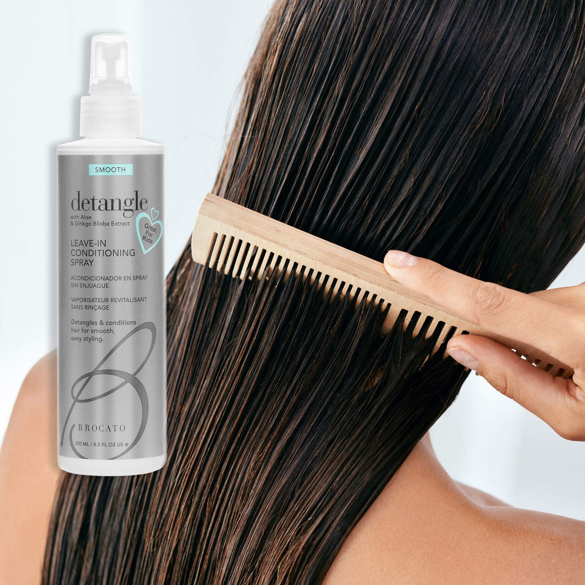 Brocato Detangle Leave In Conditioner Spray, 8.5 oz | Hair Detangler & Conditioning Spray for Women to Smooth Hair | Tame Frizz & Provide Sun & Heat Protection | Detangling for All Hair Types