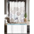 thumbnail image 6 of No Hook Cloth Fabric Shower Curtain with Snap in Liner, Gray Shell Coral Waterproof Shower Curtains Set with See Through Top Window, Coastal Summer Beach Nautical Ocean Bath Curtains Shower 36"x72", 6 of 6