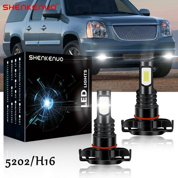 For GMC Yukon Denali 2007-2013 2x 6000K Front LED Fog Light Bulbs Kit 5202 H16 2504 White Bright 40W
