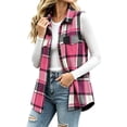thumbnail image 6 of Womens Fall Plaid Midi Vests Sleeveless Stand Up Collar Button Down Fashion Casual Outerwear Multicolor 05 XXL, 6 of 7