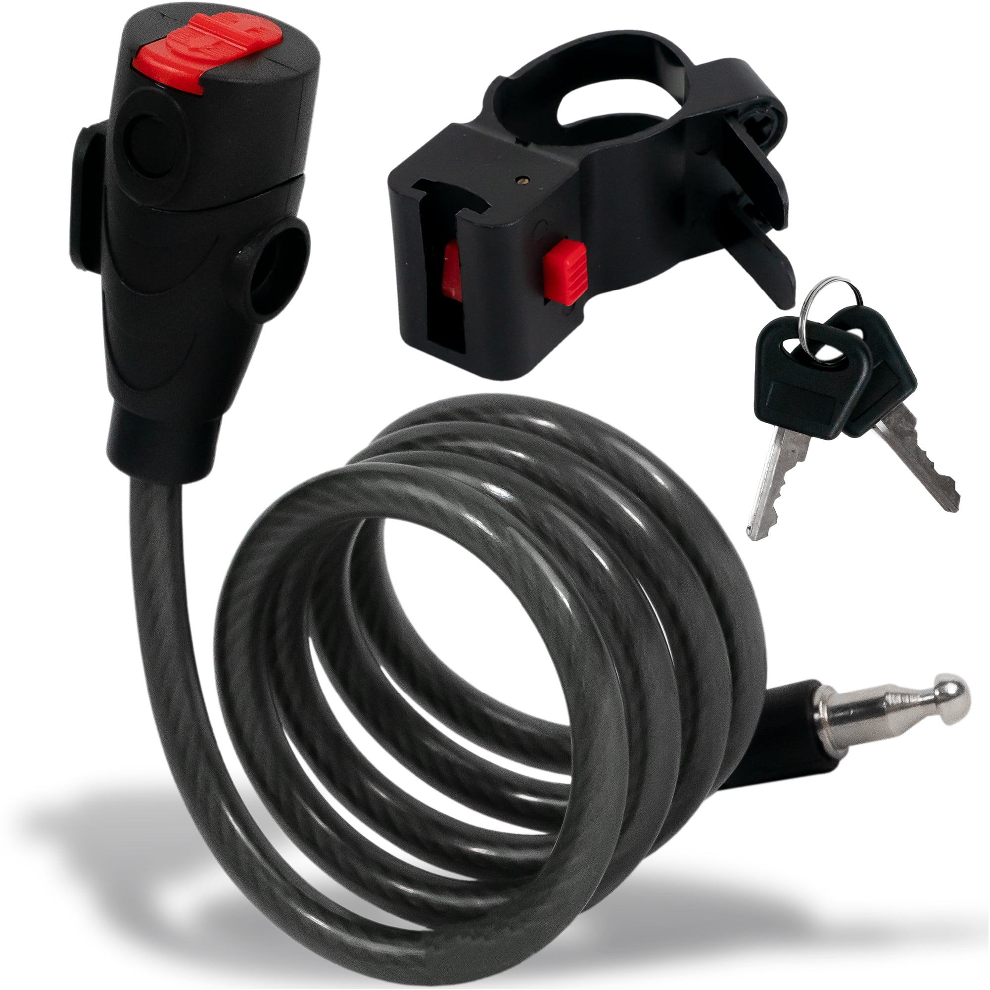 Five Oceans Bike Lock Cable, Keyed Anti Theft Bike Locks Heavy Duty, Security Key Bicycle Lock with Mounting Bracket, 4 Feet Long for Bike, Motorcycle, Bicycle, Door, Gate, Fence - FO3956