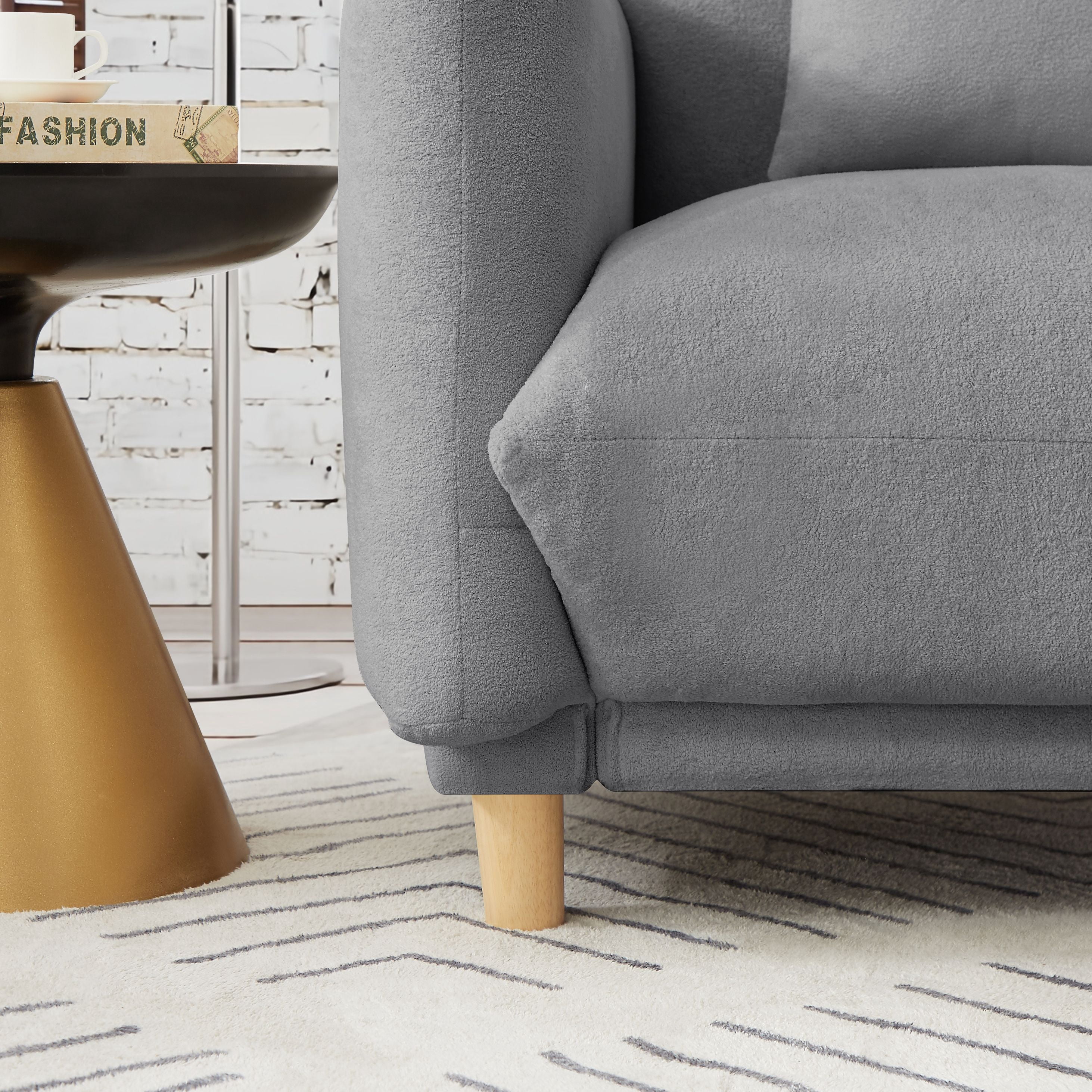 Oversize Accent Chairs for Living Room,Comfy Towelling Fabric Upholstered Armchair,Mid Century Modern Reading Arm Chair Single Sofa Chair with Solid Wood Legs for Living Room Bedroom Playroom,Gray