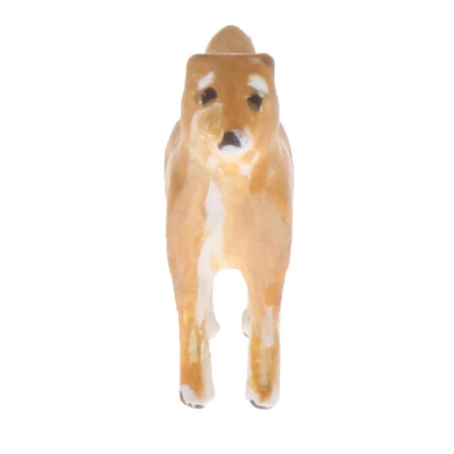 Figura de diorama en miniatura a escala 1/64 de perros y mascotas para escenario de tranvía ferroviario. shiba inu amarillo