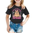 thumbnail image 3 of WhouRiu Toddler Girls' Tshirt Capybara Print Short Sleeve Tee Children Cozy Loose Sports Wear Breathable T Shirts Black,Sized 3-4, 3 of 3