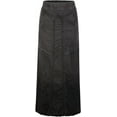 thumbnail image 2 of Women's Retro Elastic High Waist Frayed A-Line Maxi Denim Skirt with Pockets, 2 of 11