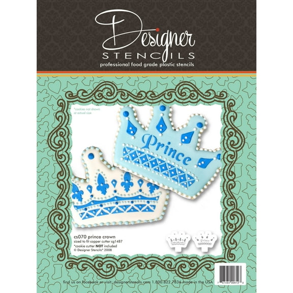 Prince Crown Cookie Stencil Set (no cutter) by Designer Stencils