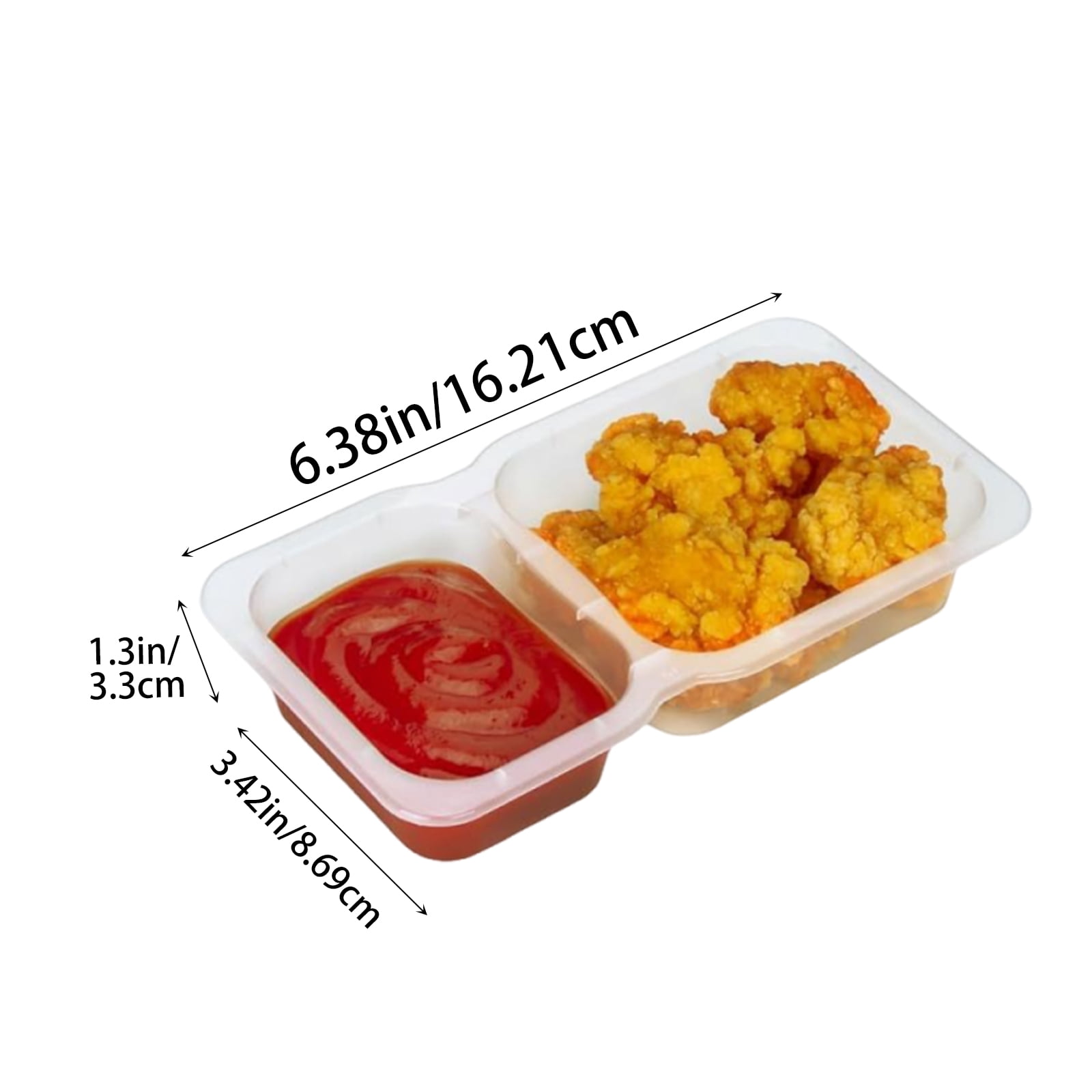 9 Ounce Two Compartment Storage Containers Reusable Stackable Refrigerator Produce Freshness Savers Bpa Free Plastic for Meal Prep Snacks Sauces Leftovers Clear 20 Pack