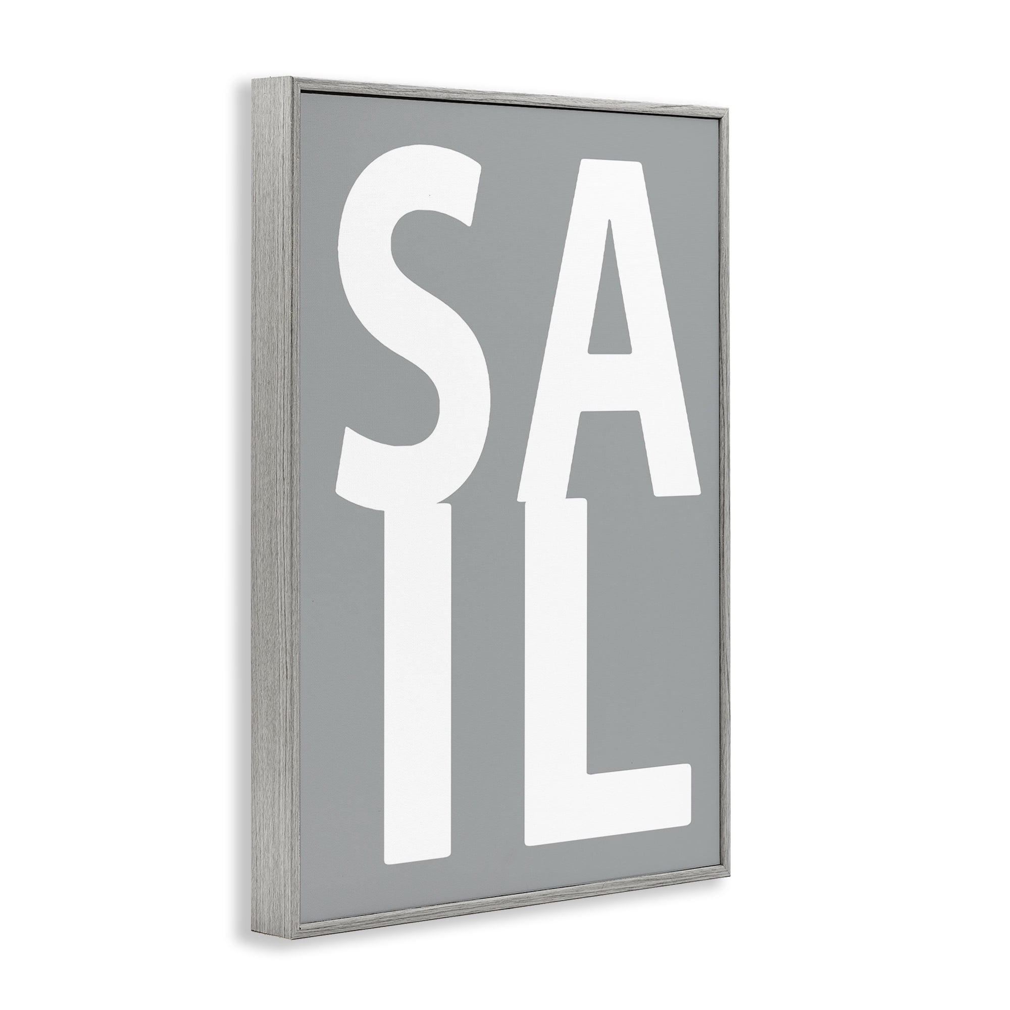 Stupell Industries Sail Word on Grey Typography Painting Gray Framed Art Print Wall Art, 16 x 24