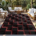 thumbnail image 2 of Red Black Cubes Outdoor Rug for Patio/Deck/Porch, Non-Slip Large Area Rug 3 x 5 Ft, Modern Geometric Abstract Art Indoor Outdoor Rugs Washable Area Rugs, Reversible Camping Rug Carpet Runner, 2 of 8