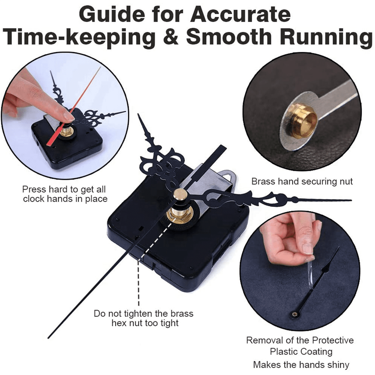 15Pcs Long Shaft Quartz Clock Movement Mechanism with 15 Pairs Hands and Numerals Kit DIY Clock Parts Replacement 31mm