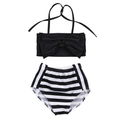 

2Pcs Baby Kids Girl Bowknot Bikini Set Swimwear Strappy Swimming Swimsuit Bathing Suit 3-4 Years